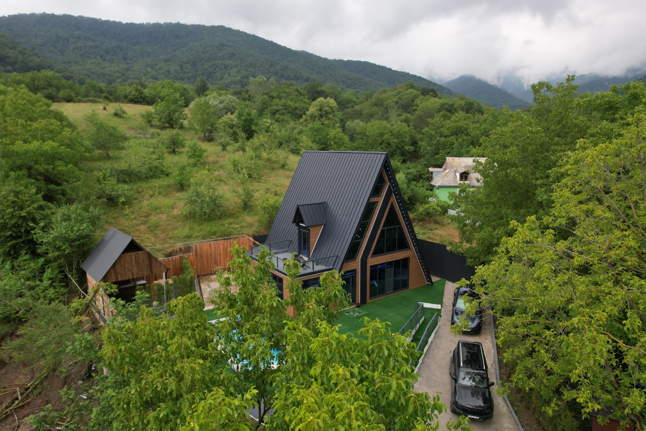 A-Frame and mountains